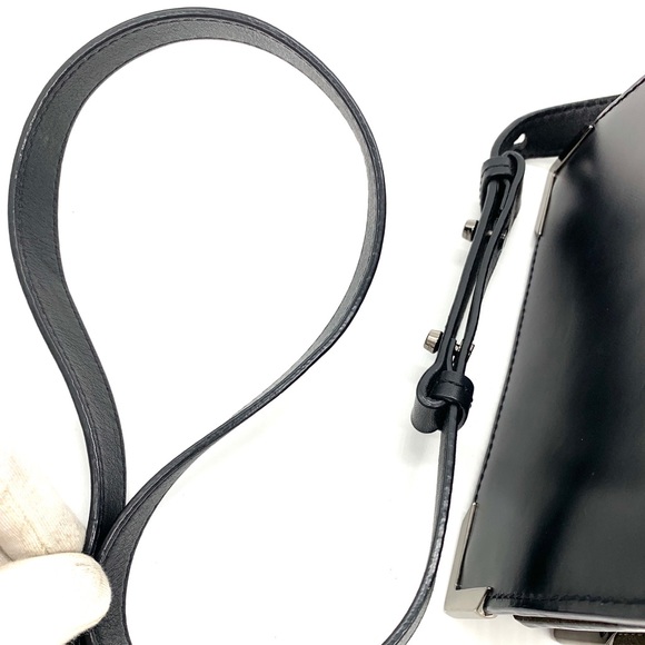 Mackage Rubie Black Green High Gloss Leather Shoulder Crossbody Bag - Picture 13 of 13